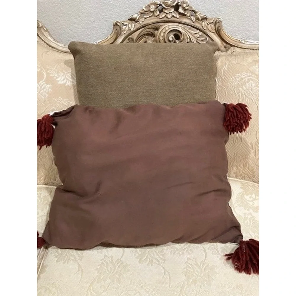 Two Southwestern Style Pillows‎ Embroidered Thunderbird & a Leather Pillow